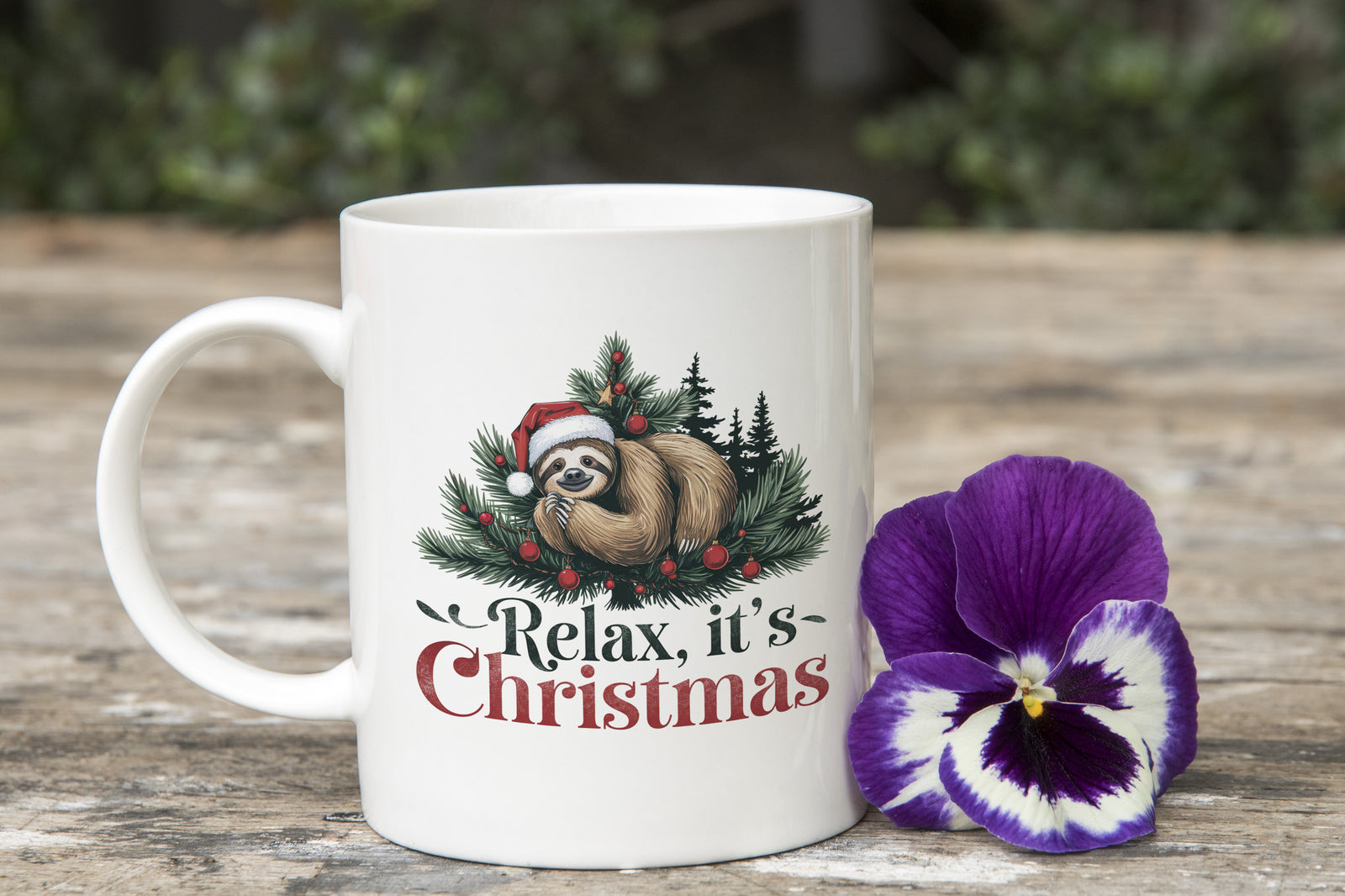 Relax it's Christmas Sloth Novelty Mug Fun Coffee Cup