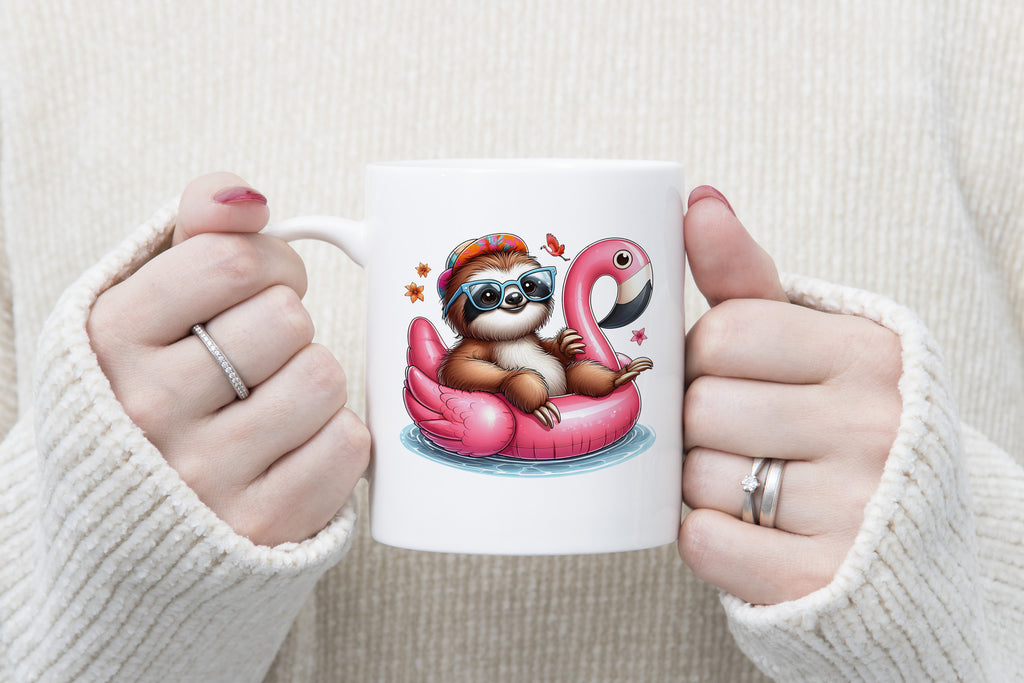 Summer Sloth Novelty Mug Caffeine Pool Party Inflatable flamingo Tea Cup