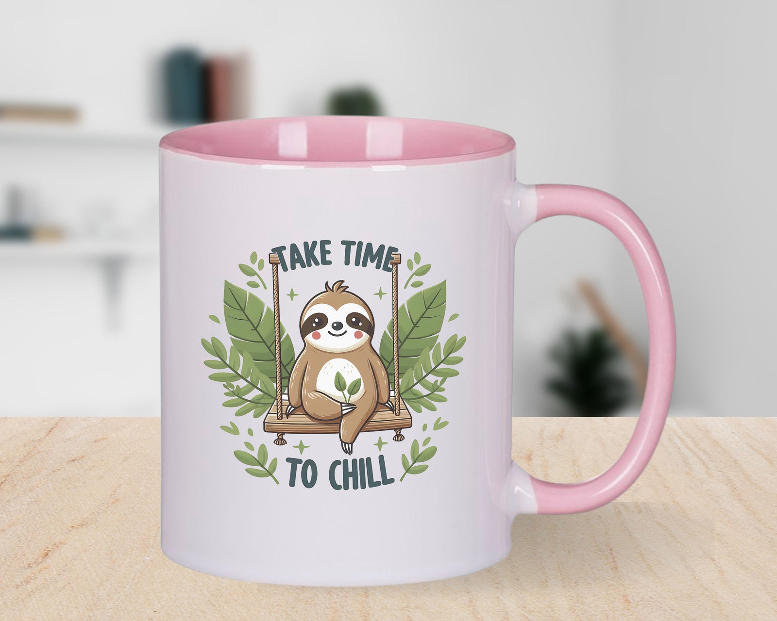Sloth Mug Take Time to Chill Smiling Happy Coffee Novelty Cup
