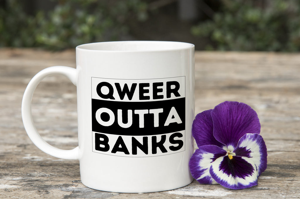 Qweer outta Banks ACT Novelty Mug Gay Pride LGBTQIA Coffee Cup