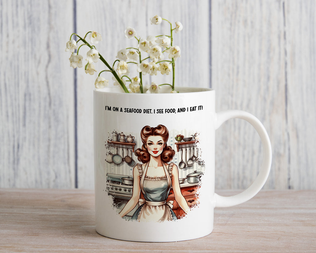 See Food Diet Funny Novelty Mug Seafood Funny Gift Coffee Cup