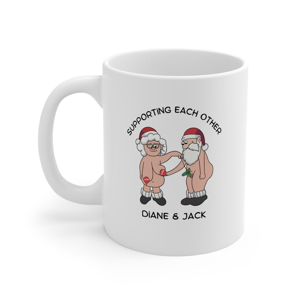 Personalised Christmas Novelty mug funny Couple Supporting Each Other In Old Age