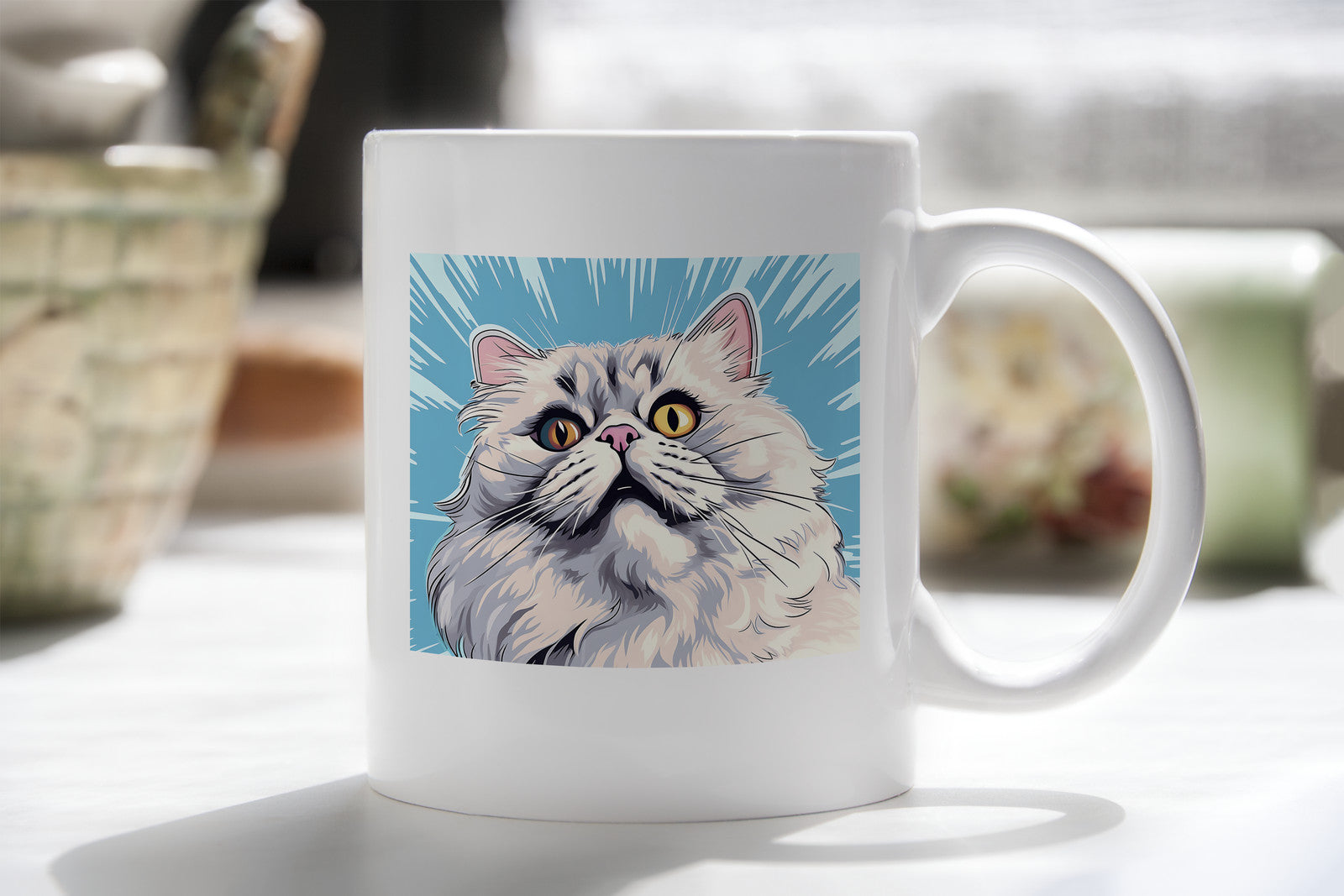 Pop art Persian Cat Novelty mug Caffeine Cup