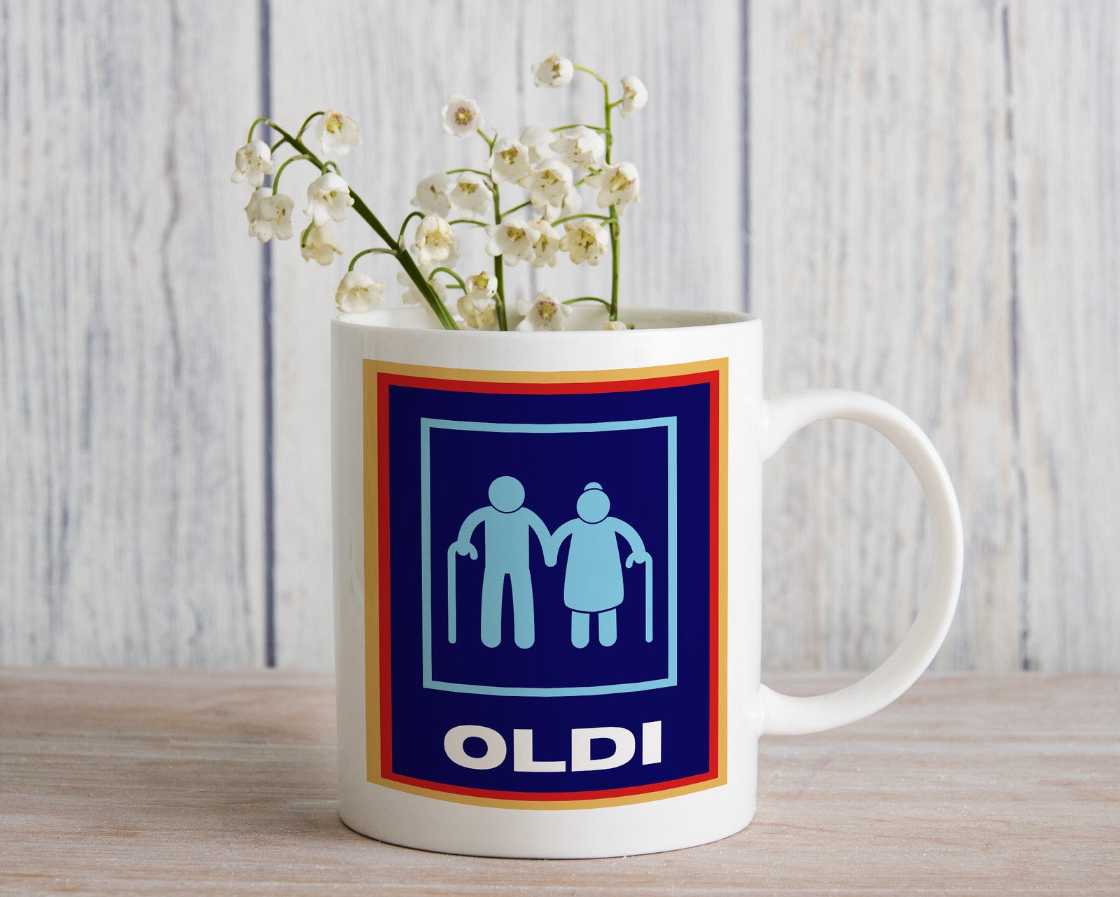 Oldi Mobility Walker Funny Old Novelty Mug Aldi Old Couple Parody