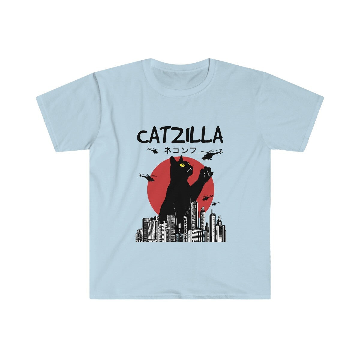 Catzilla Funny cat t-shirt novelty unisex XS To 2XL Godzilla Parody