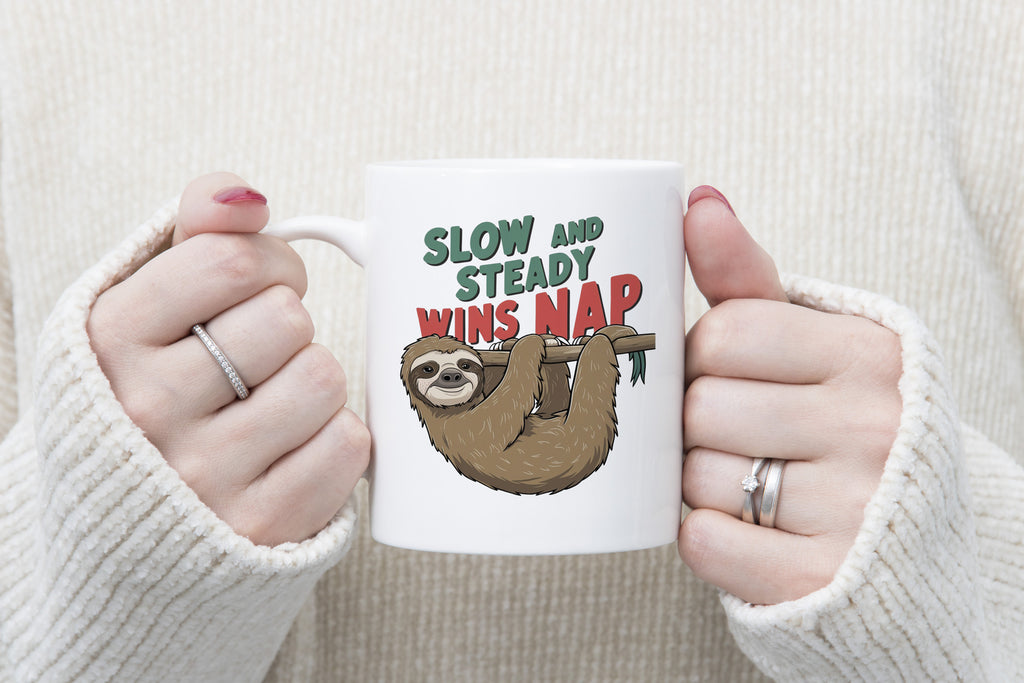 Sloth Novelty Mug Coffee Cup Slow and Steady Wins the Nap