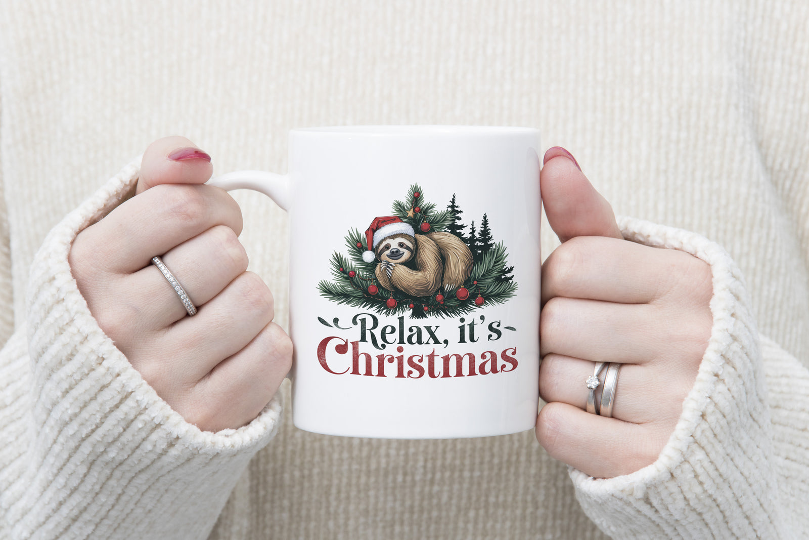 Relax it's Christmas Sloth Novelty Mug Fun Coffee Cup