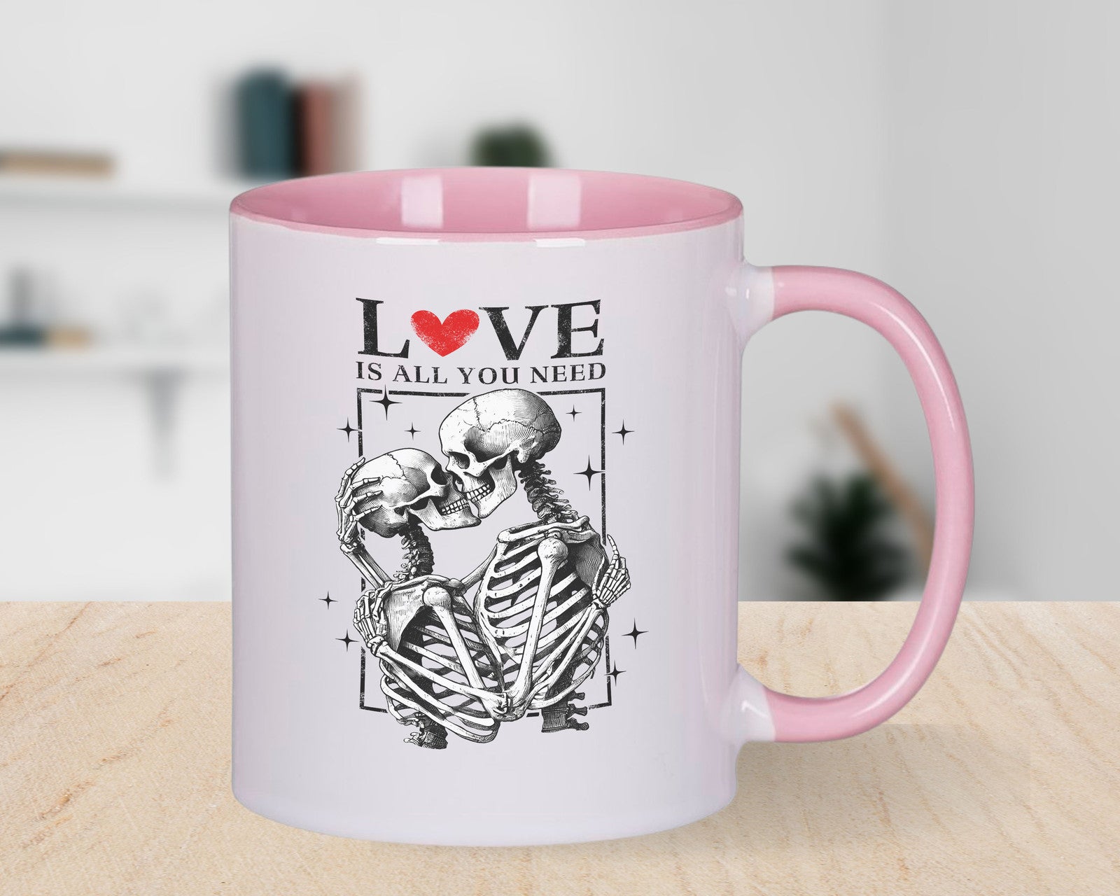 Valentines Day Mug Love is all you need Skeleton Coffee Cup