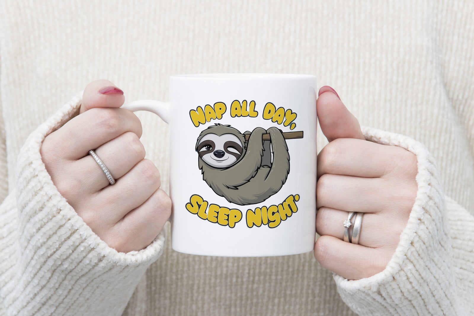 Sloth Novelty Mug Coffee Cup Nap all Day Sleep all Night