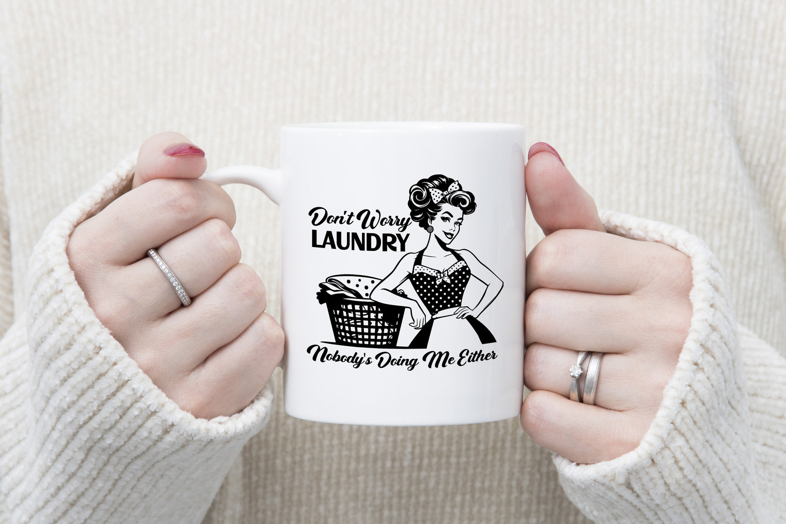 Funny retro house wife Novelty Mug Don't worry no one is doing me Coffee Cup