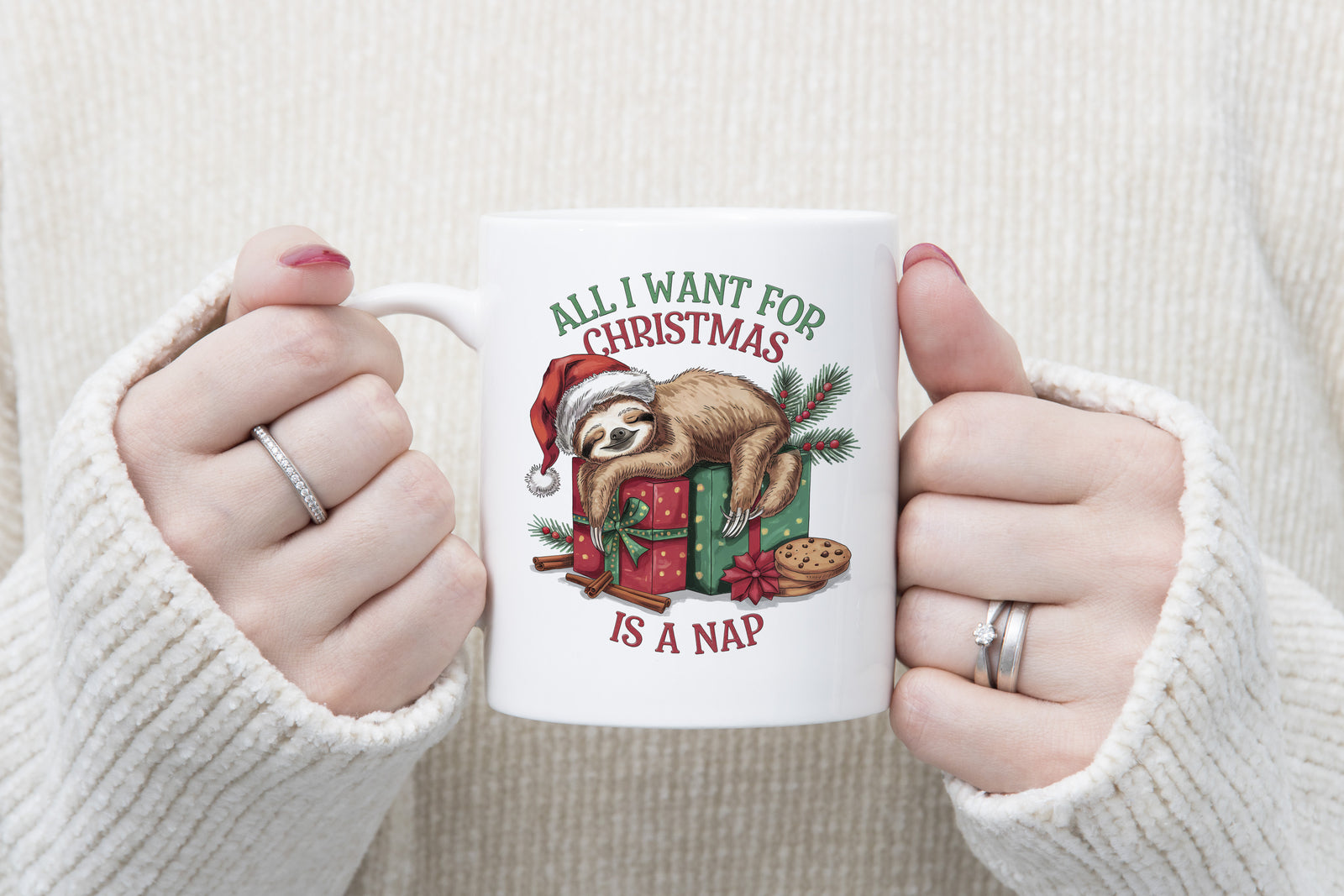 Sloth All I Want For Christmas Is a Nap Novelty Mug Coffee Cup