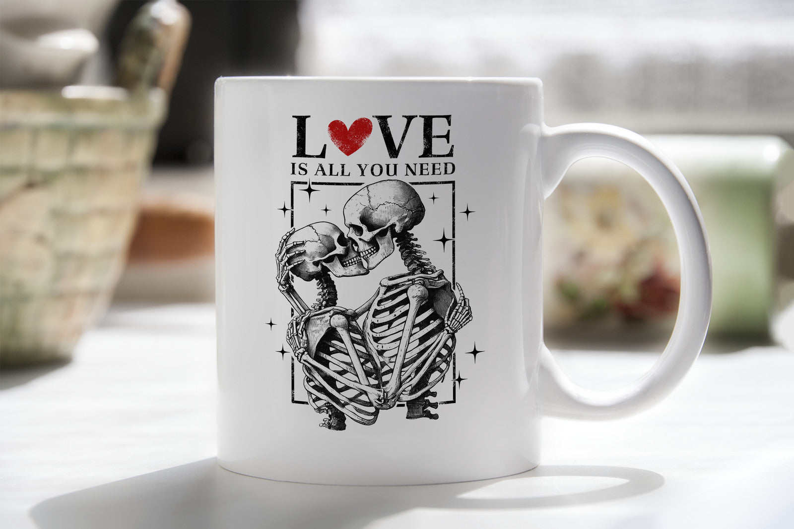 Valentines Day Mug Love is all you need Skeleton Coffee Cup