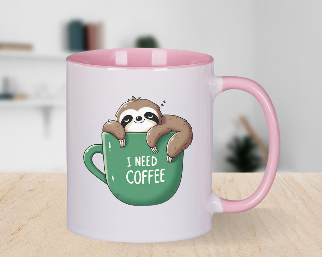Sloth I Need Coffee Novelty Mug Stocking Suprise Tea Cup