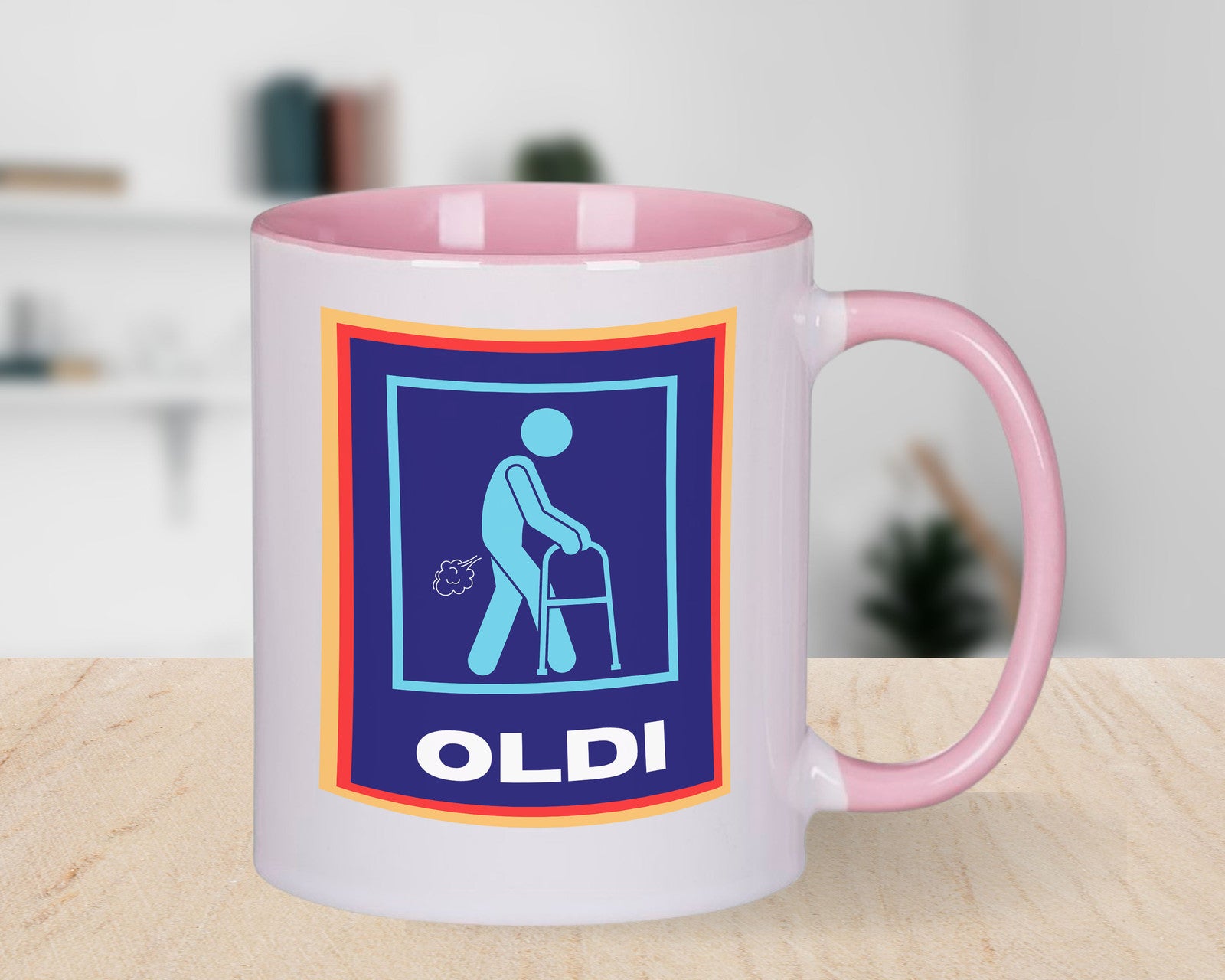 Oldi Mobility Walker Funny Fart Novelty Mug Aldi Parody Father's Mother's Gift