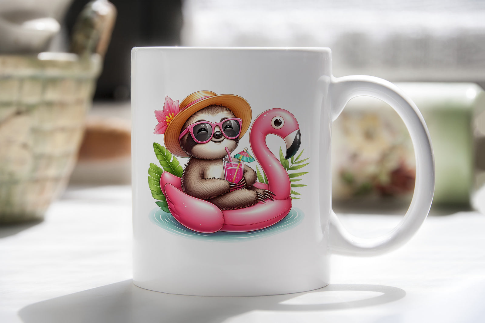 Summer Holidays Sloth Novelty Mug Caffeine Inflatable flamingo Tea Cup