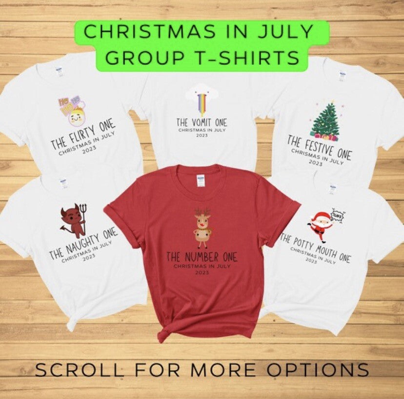 Christmas in July group t shirts party tees funny novelty unisex