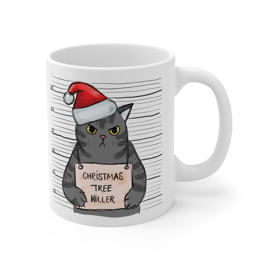 Funny Christmas Cat Mug Shot Killer Christmas Tree gift