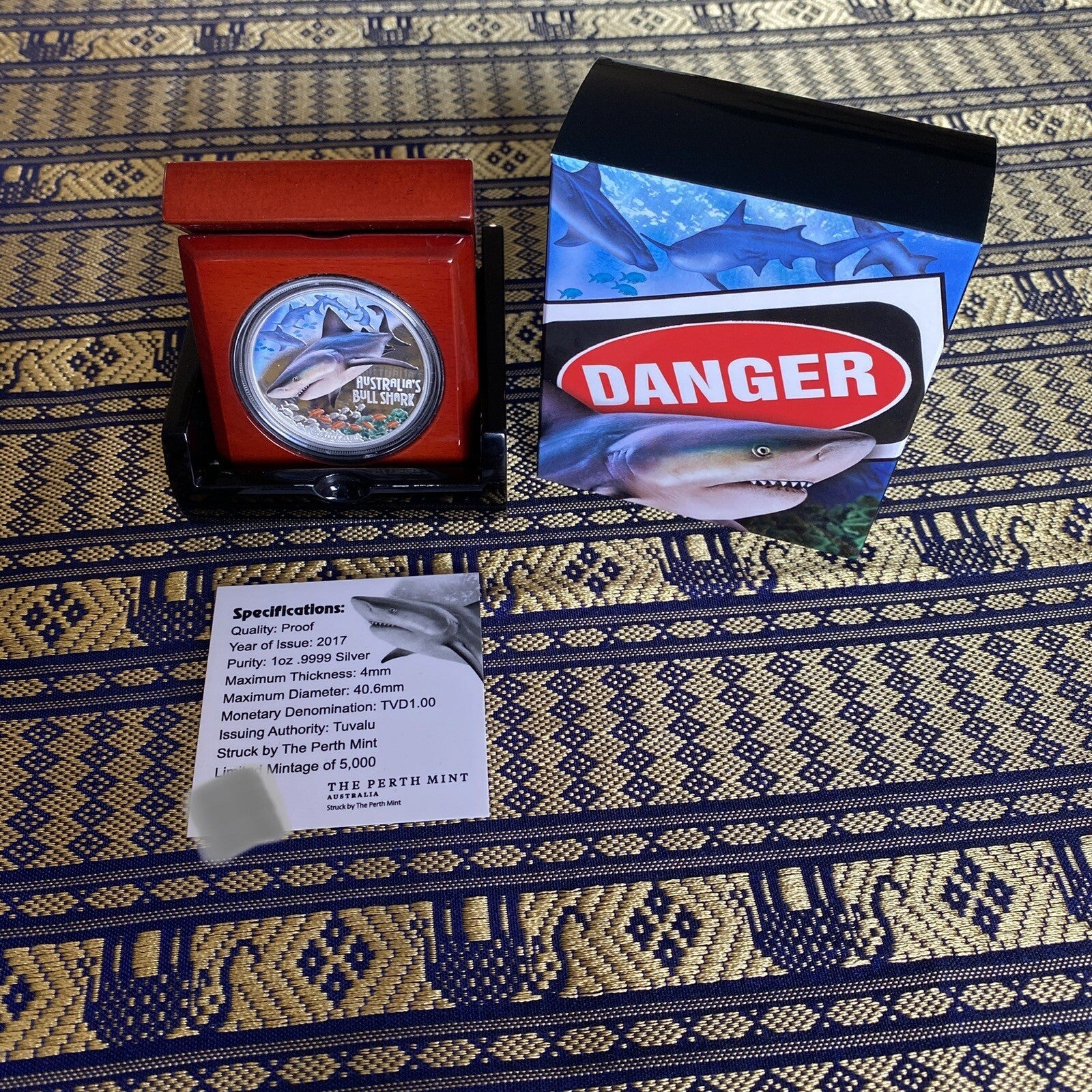 Bull Shark coin 2017 Tuvalu Deadly and Dangerous Australian Silver Proof Perth
