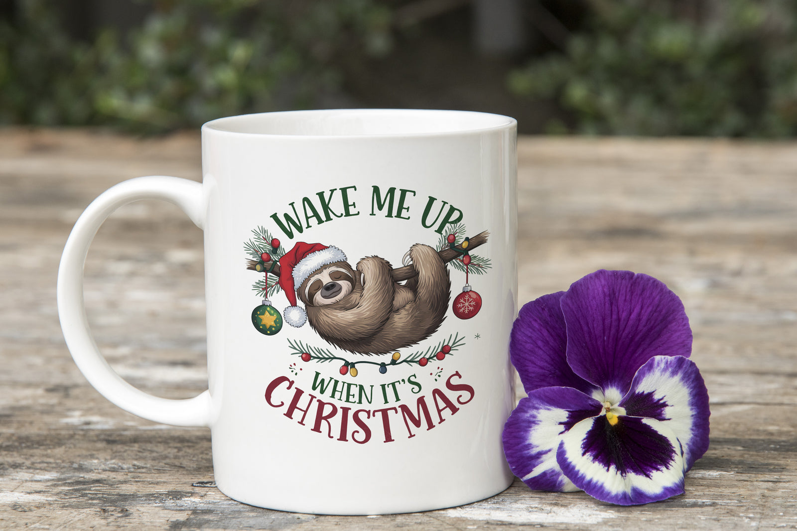 Sloth Christmas Mug Coffee Wake me up when It's Christmas Novelty Cup