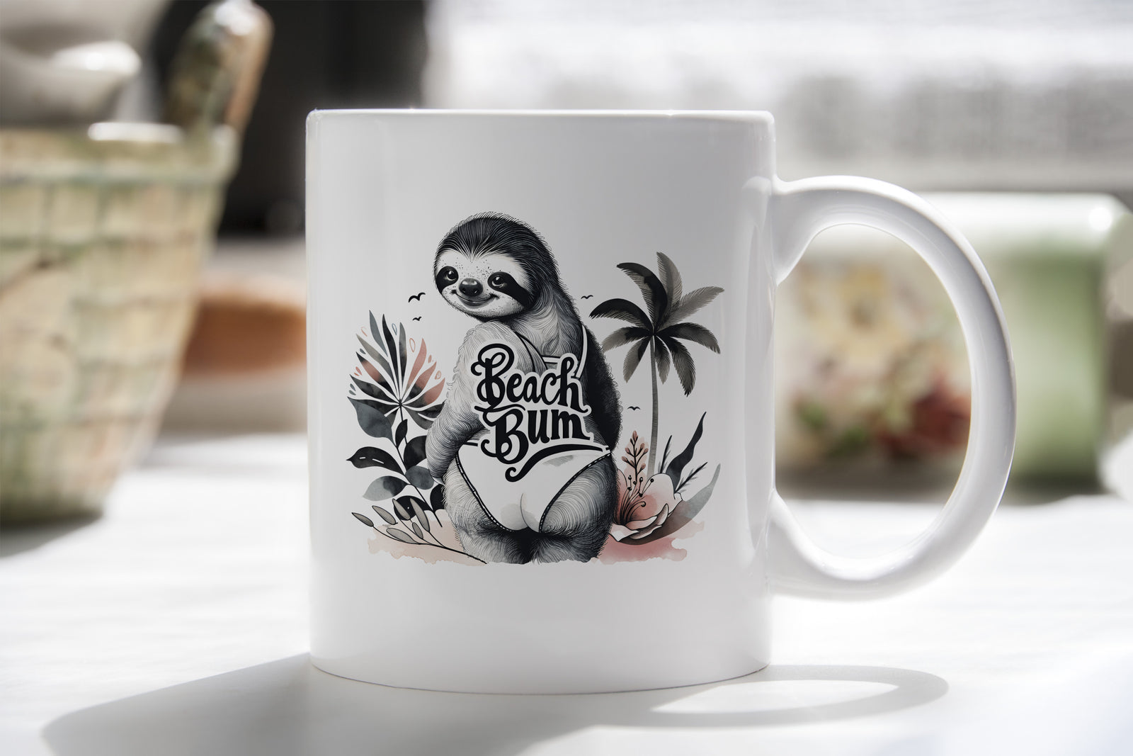 Funny Beach Bum Sloth Novelty Mug Coffee Cup Tea Gift