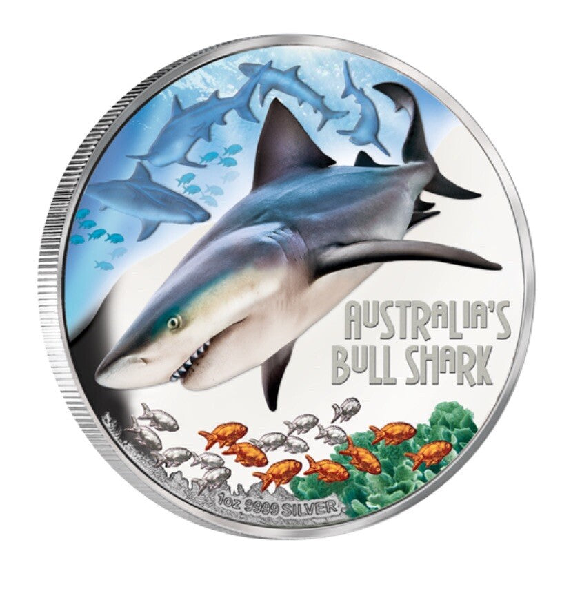 2017 Tuvalu Deadly and Dangerous Australian Bull Shark Silver Proof Coin Perth