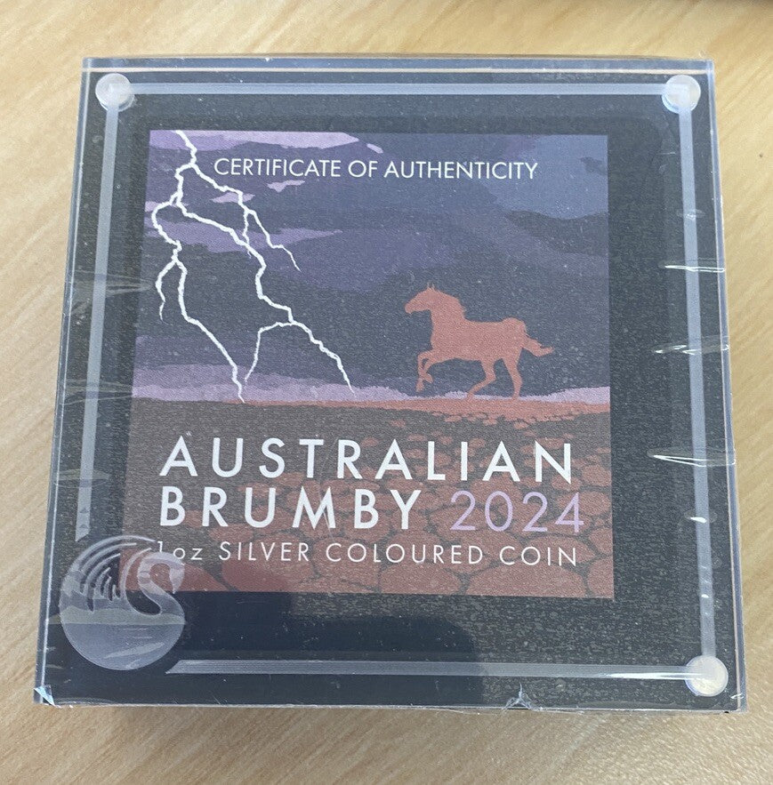 2024 Australian Brumby 1oz Silver Coloured Coin - In Hand