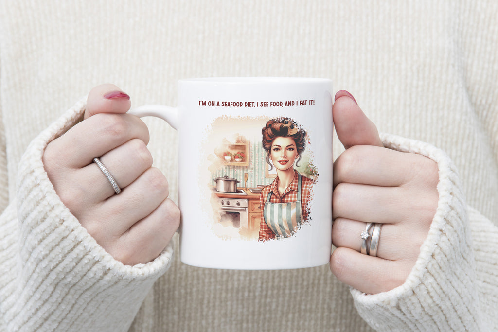 Seafood Food Diet Funny Novelty Mug See Food Pun Funny Gift Coffee Cup