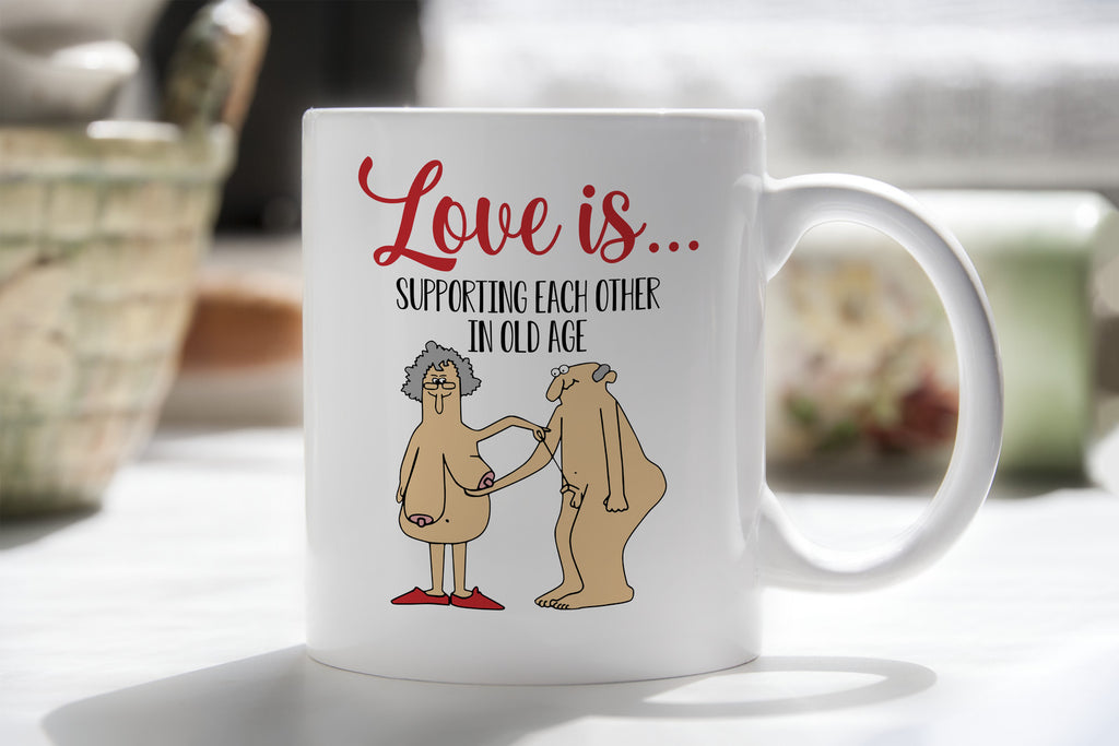 Funny Old Age Love Novelty Mug Supporting Each Other Coffee Cup Growing Together