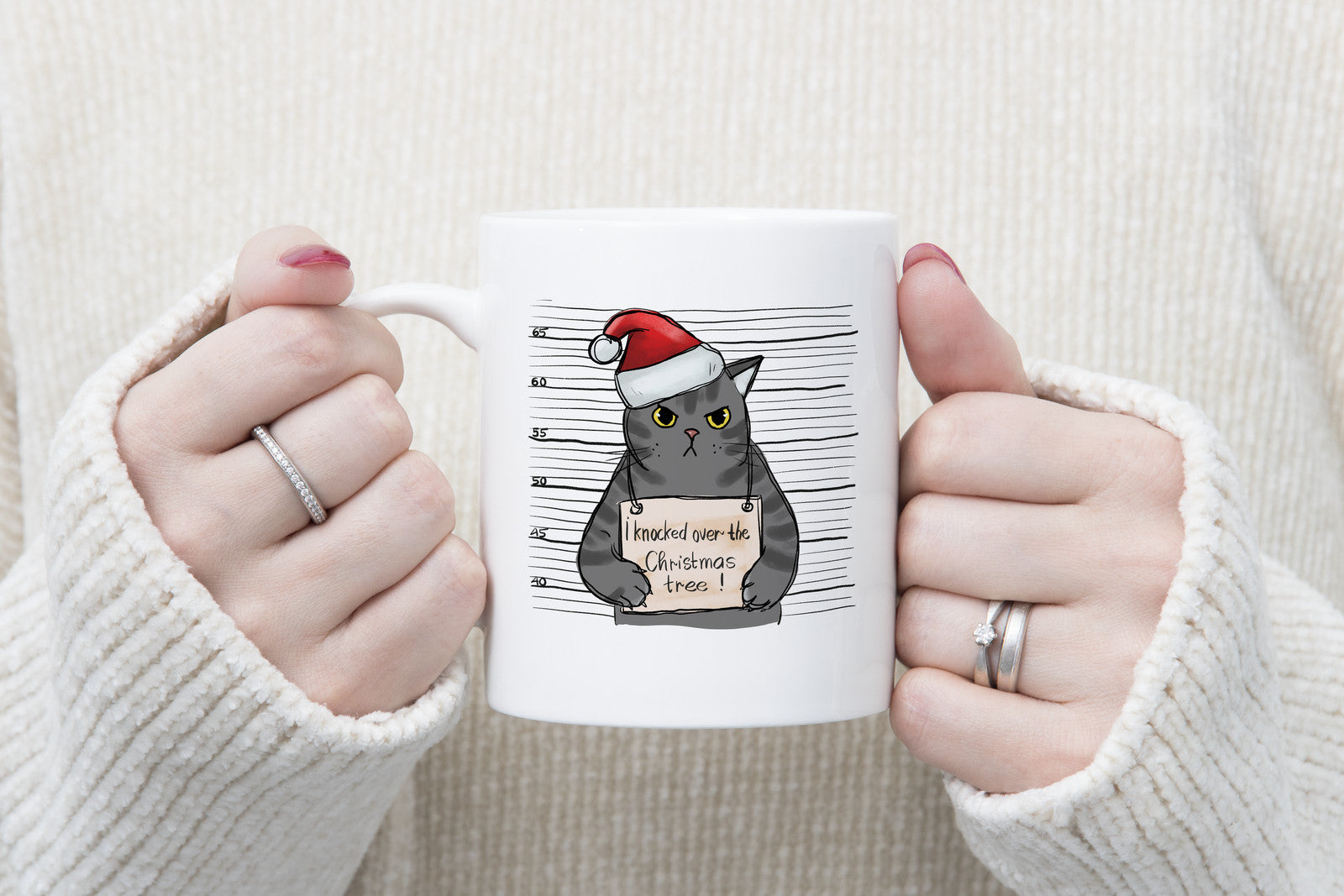 Cat Knocked over Christmas Tree Novelty Mug Caffeine Tea Cup