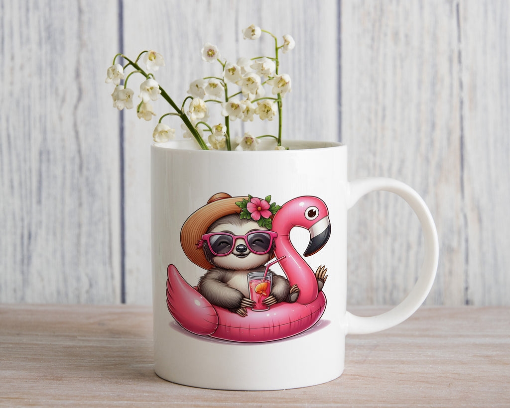 Sloth Flower Hat Novelty Mug Caffeine Pool Party Inflatable flamingo Tea Cup