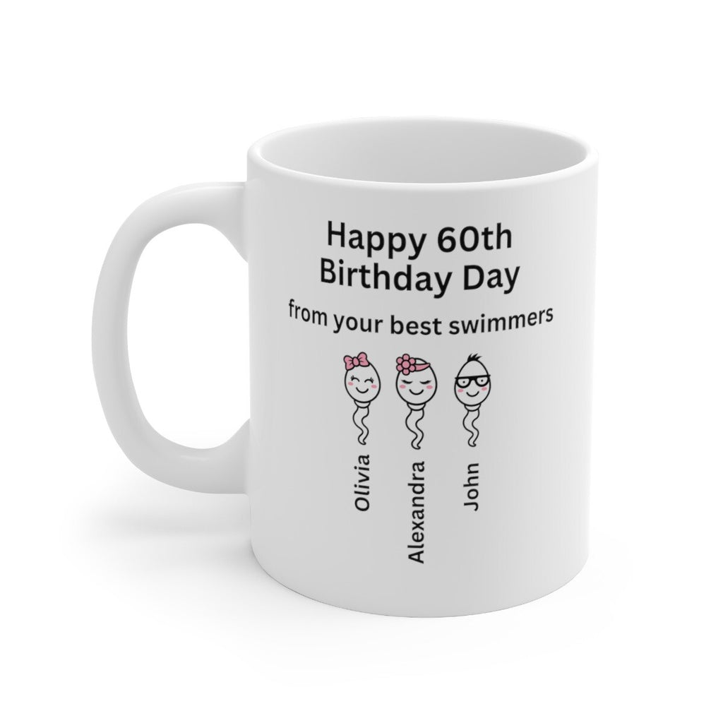 30, 40, 50, 60th novelty Birthday mug Customised Swimmer Best Sperm Funny