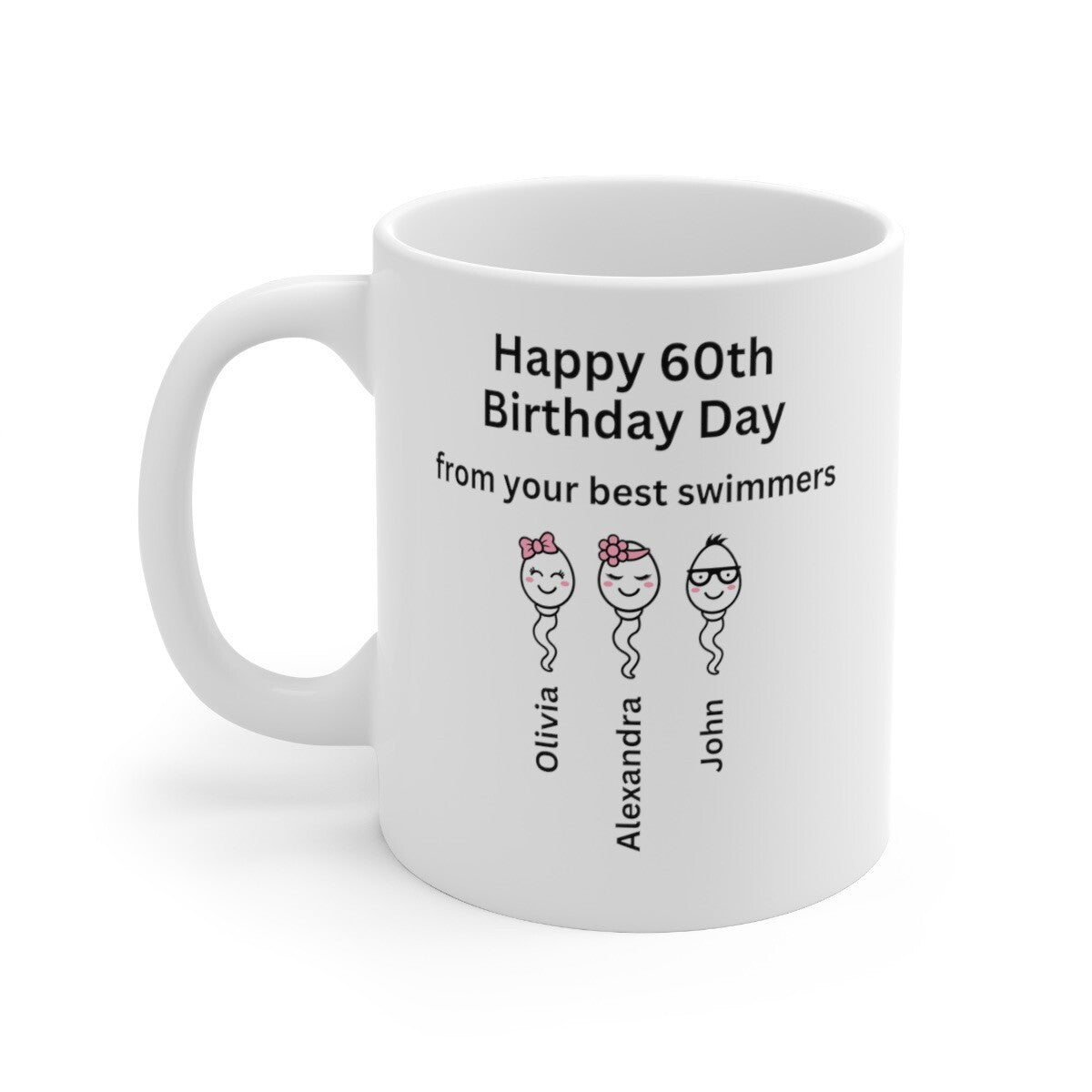 30, 40, 50, 60th novelty Birthday mug Customised Swimmer Best Sperm Funny