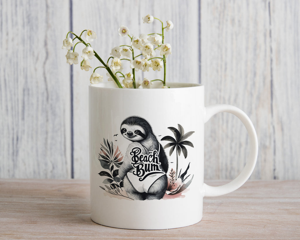 Funny Beach Bum Sloth Novelty Mug Coffee Cup Tea Gift