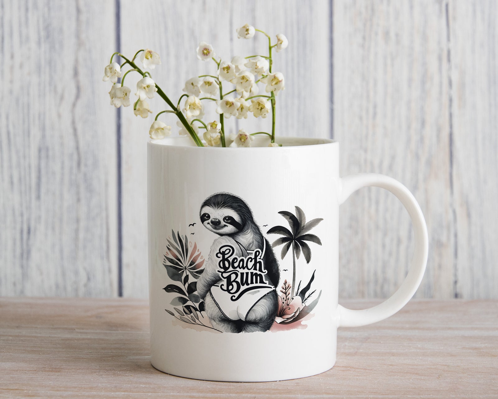 Funny Beach Bum Sloth Novelty Mug Coffee Cup Tea Gift