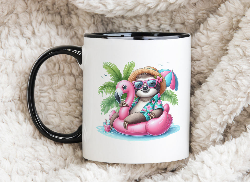 Sloth Palm Tree Float Novelty Mug Fun Coffee Cup