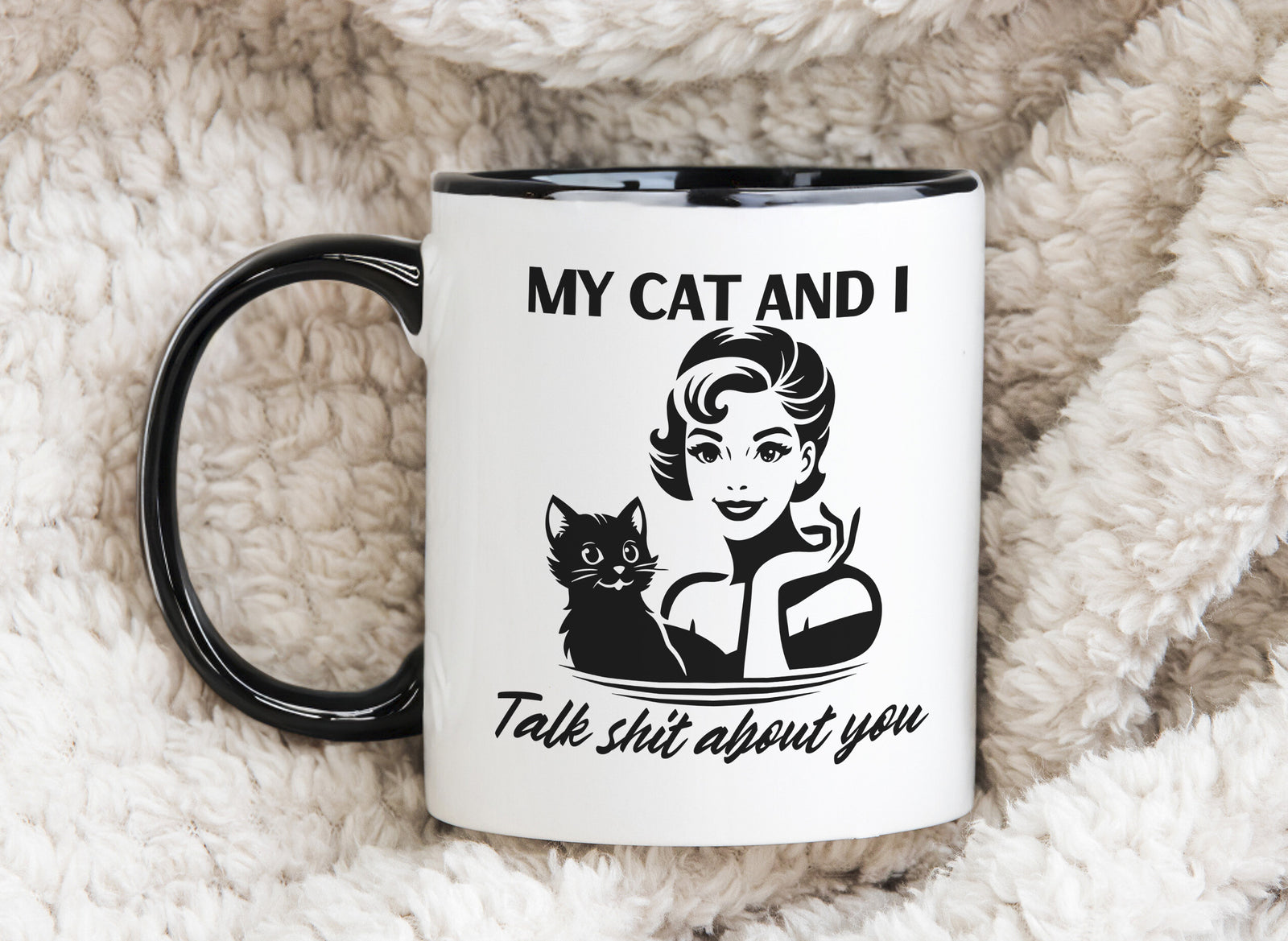 My Cat and I talk Shit about you Novelty Mug Fun Coffee Cup