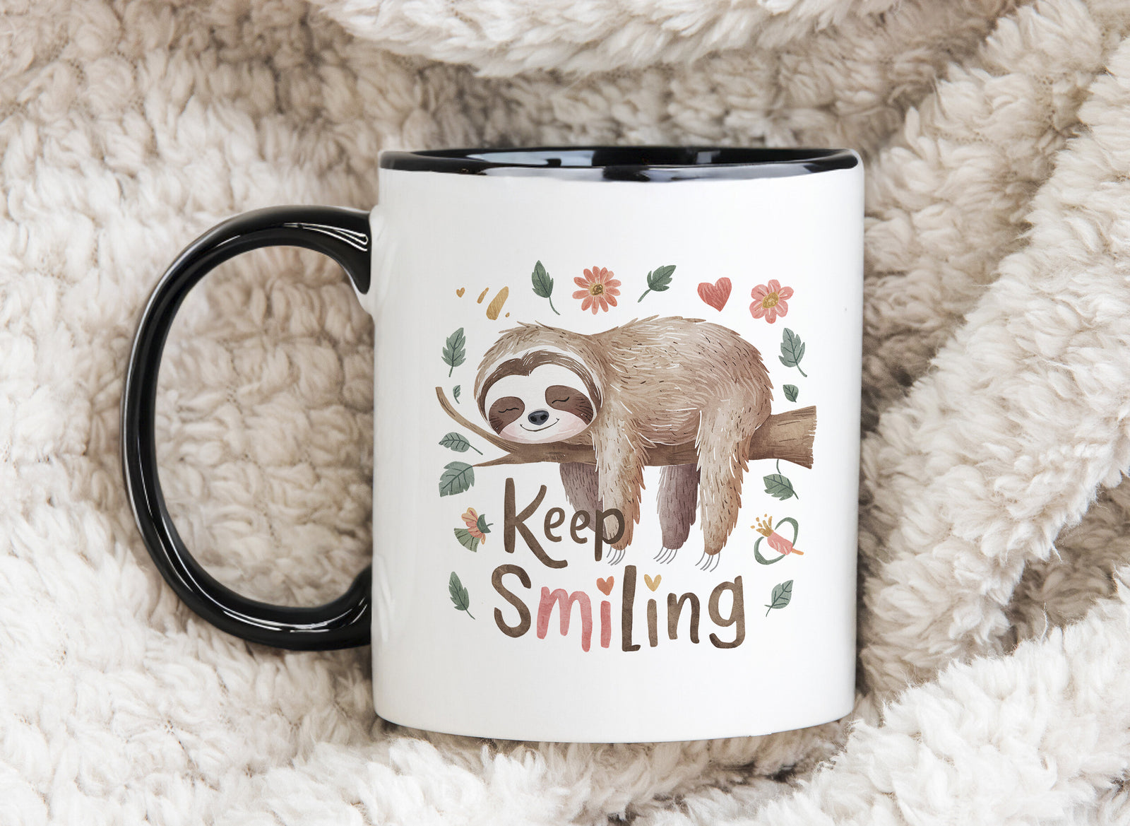 Sloth Mug Keep Smiling Happy Coffee Novelty Cup