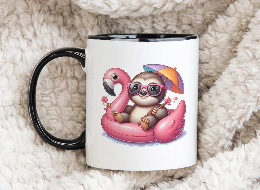 Sloth Palm Tree Umbrella Float Novelty Mug Fun Coffee Cup