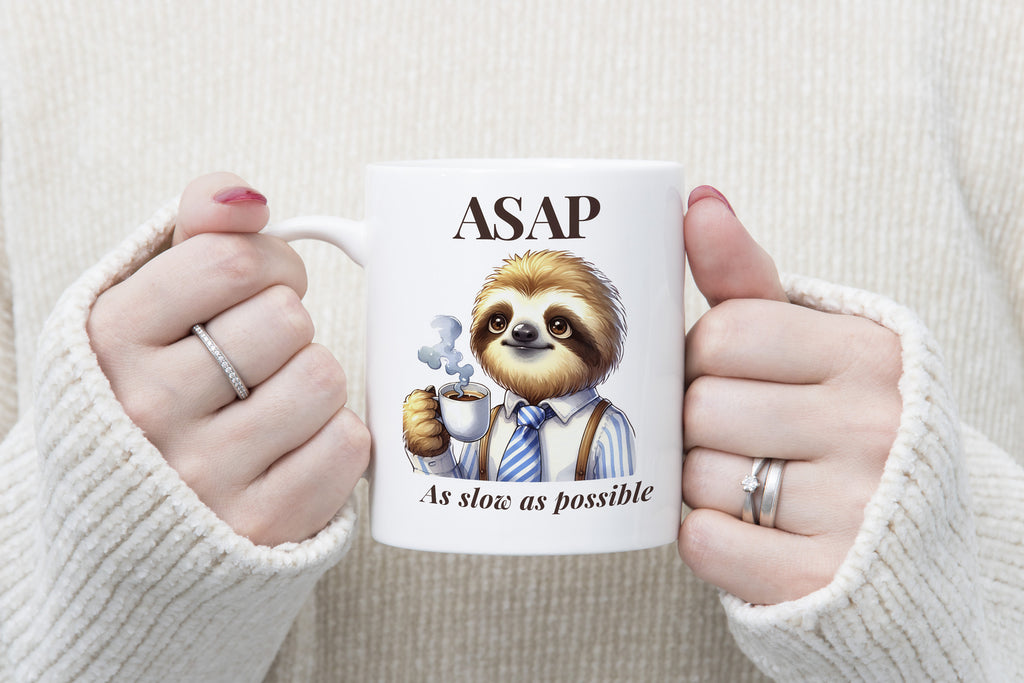 Sloth Mug ASAP As Slow as Possible Coffee Novelty Cup
