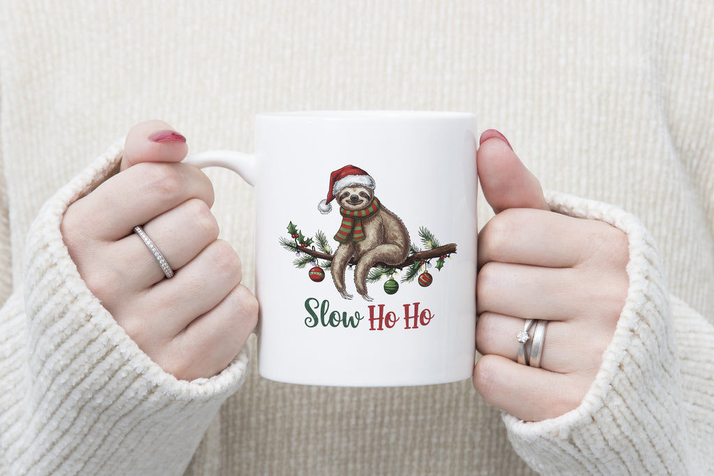 Funny Sloth Novelty Mug Slow Ho Ho Christmas
