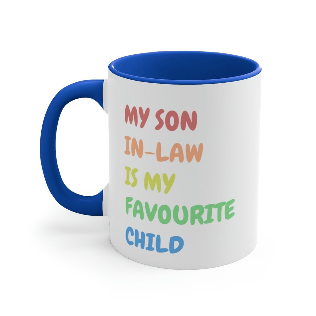 Father’s day novelty mug my son in law is my favourite child funny mug blue