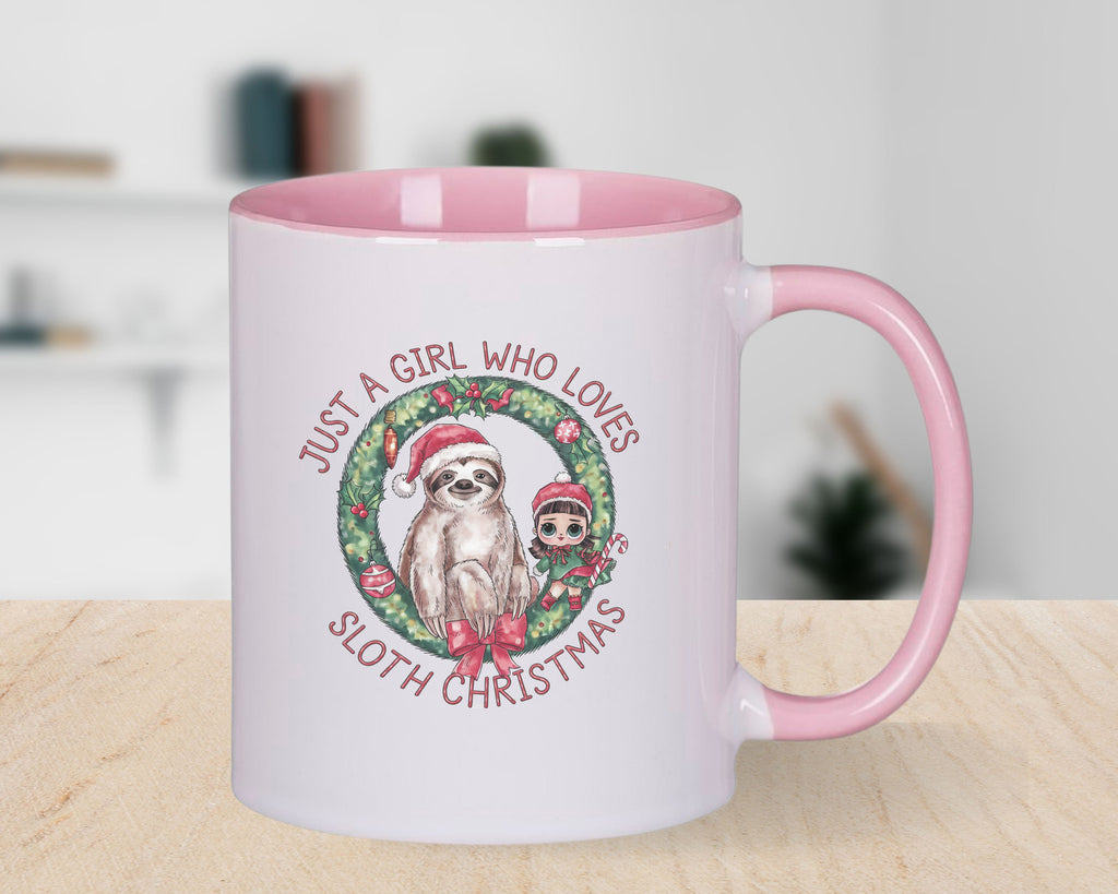 Christmas Sloth Just a Girl Who Loves Novelty Mug Coffee Cup