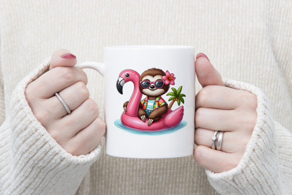Summer Hat Sloth Novelty Mug Caffeine Pool Party Inflatable flamingo Tea Cup