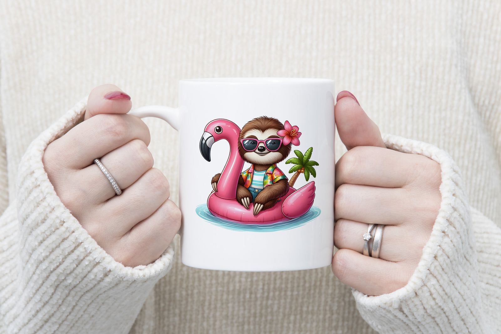 Summer Hat Sloth Novelty Mug Caffeine Pool Party Inflatable flamingo Tea Cup