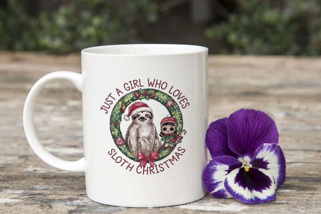 Christmas Sloth Just a Girl Who Loves Novelty Mug Coffee Cup