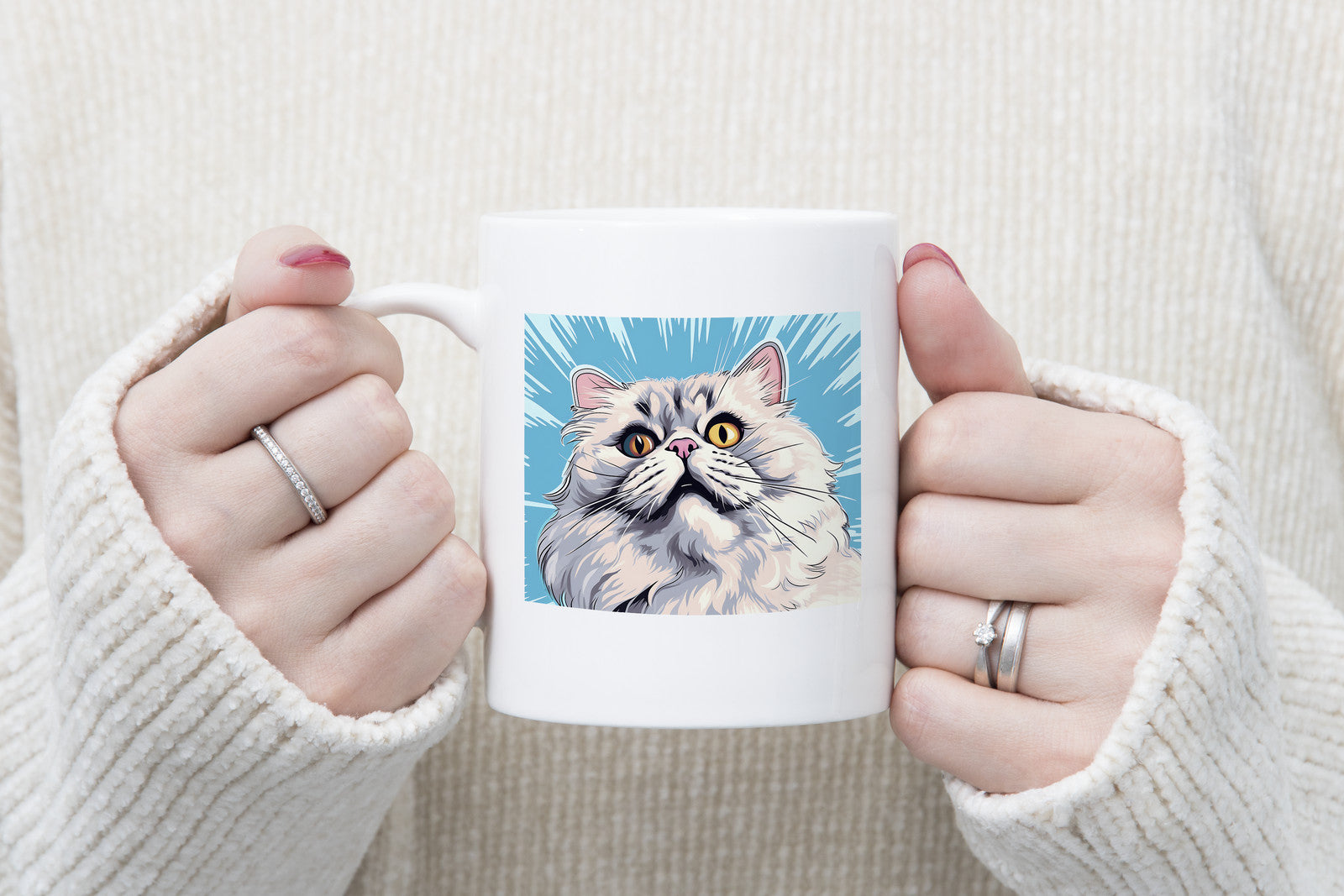 Pop art Persian Cat Novelty mug Caffeine Cup