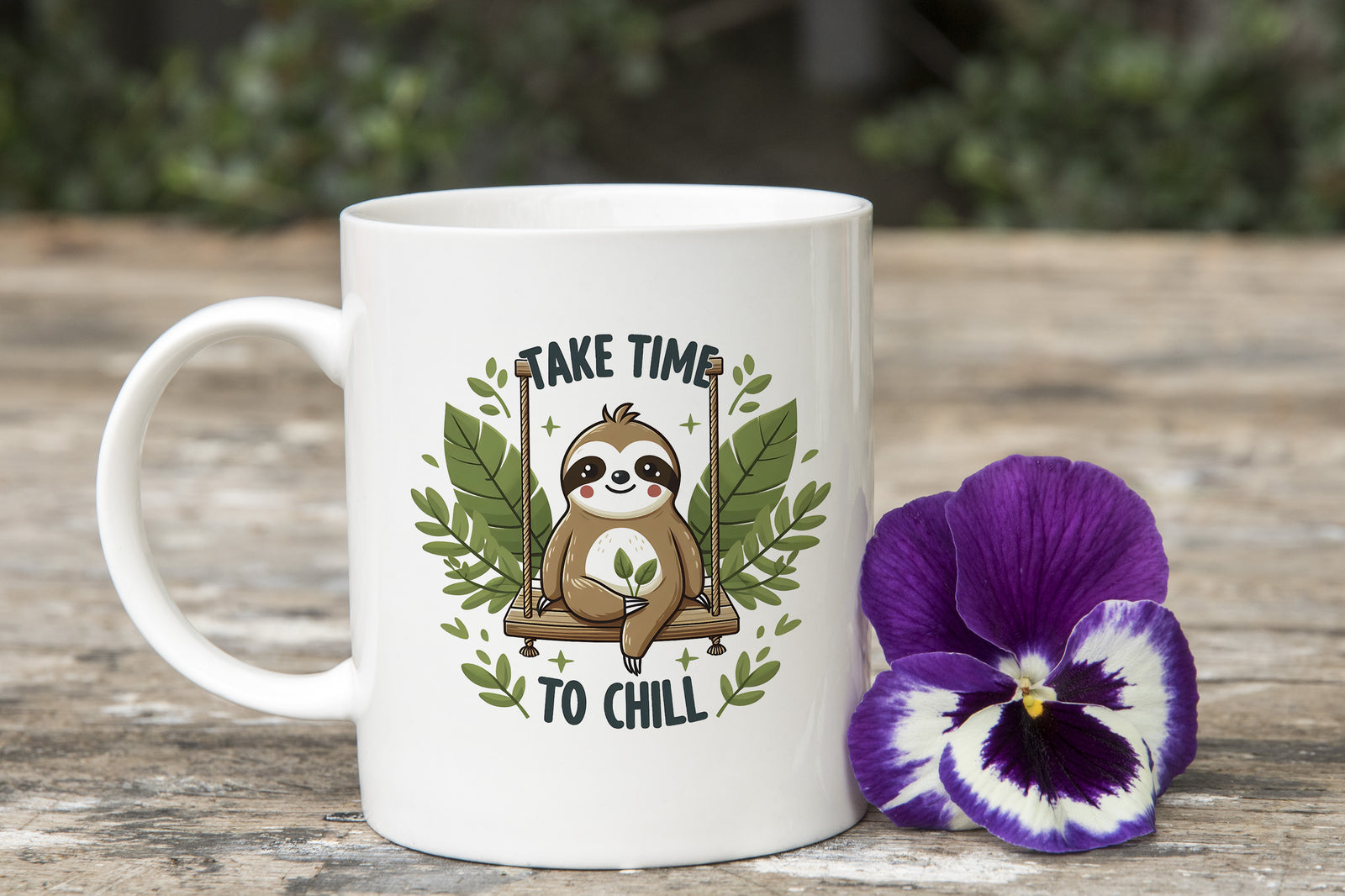 Sloth Mug Take Time to Chill Smiling Happy Coffee Novelty Cup
