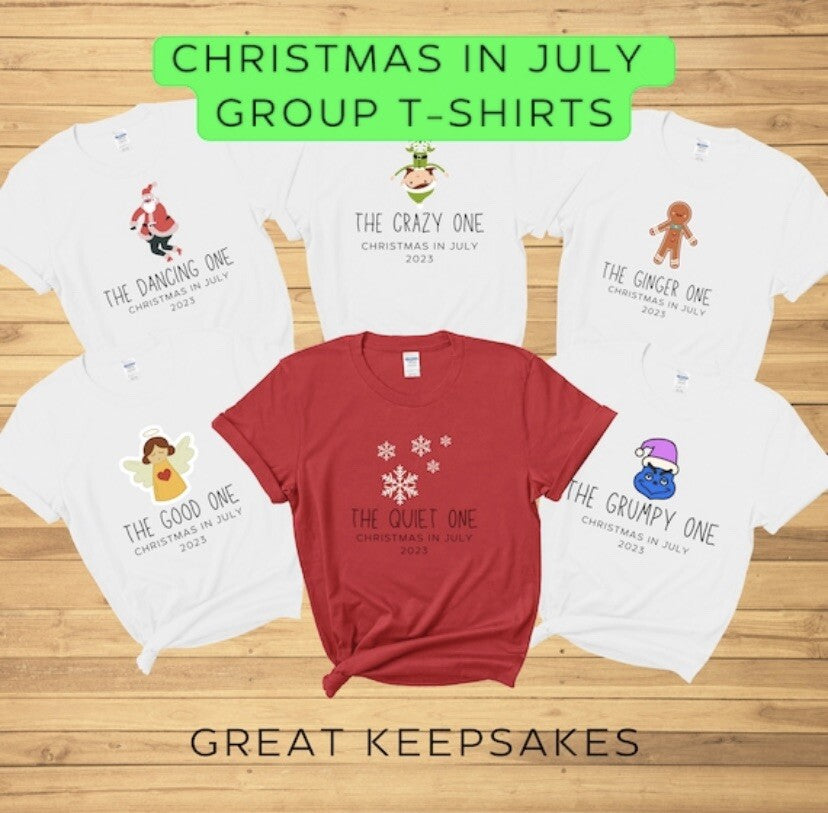 Christmas in July group t shirts party tees funny novelty unisex