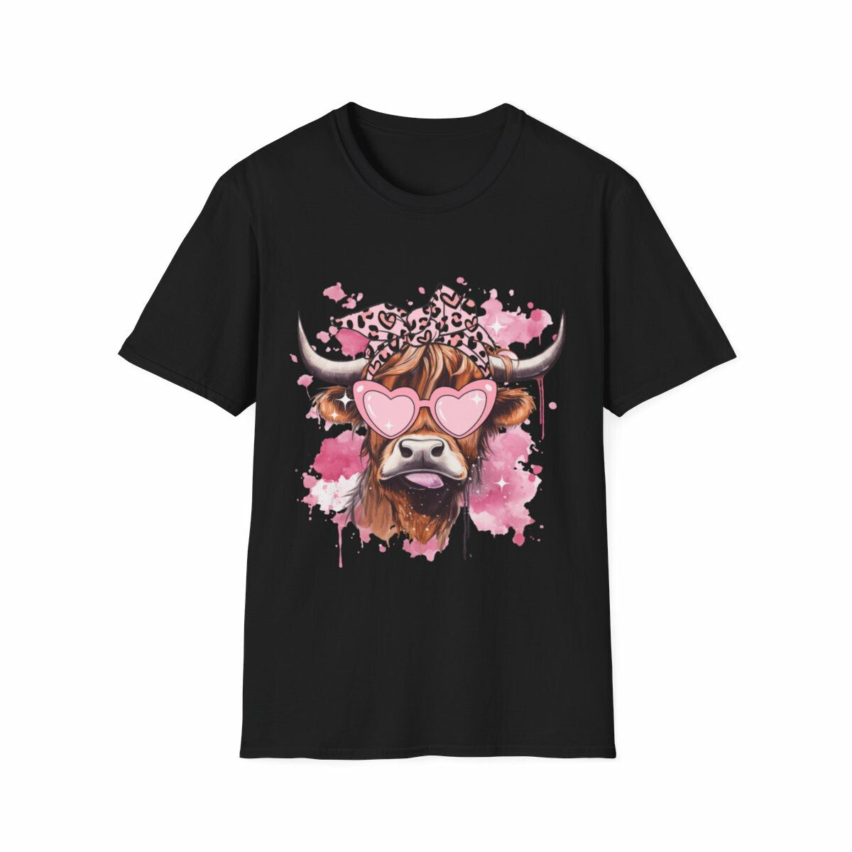 Love Highland Coo unisex t-shirt black Valentine's Day Cow Tee