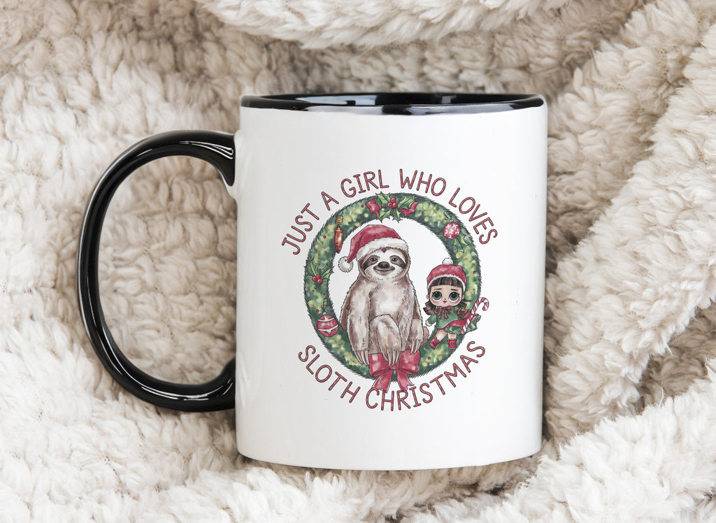 Christmas Sloth Just a Girl Who Loves Novelty Mug Coffee Cup